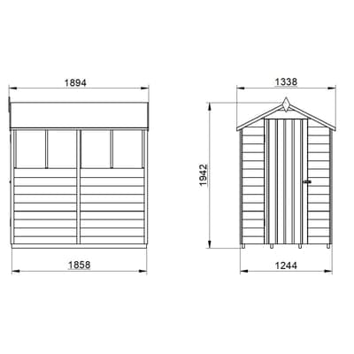 4LIFE Overlap Pressure Treated 6ft x 4ft Apex Shed - 4 Windows - Hot Tub Shop