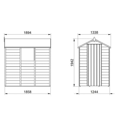 4LIFE Overlap Pressure Treated 6ft x 4ft Apex Shed - Hot Tub Shop