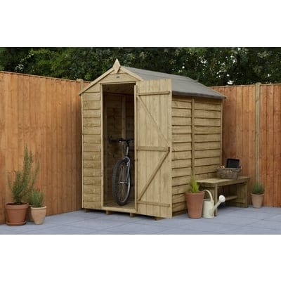 4LIFE Overlap Pressure Treated 6ft x 4ft Apex Shed - No Window - Hot Tub Shop
