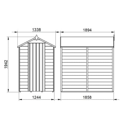 4LIFE Overlap Pressure Treated 6ft x 4ft Apex Shed - No Window - Hot Tub Shop
