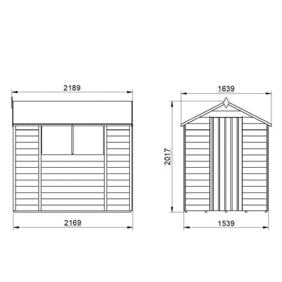 4LIFE Overlap Pressure Treated 7ft x 5ft Apex Shed - Hot Tub Shop