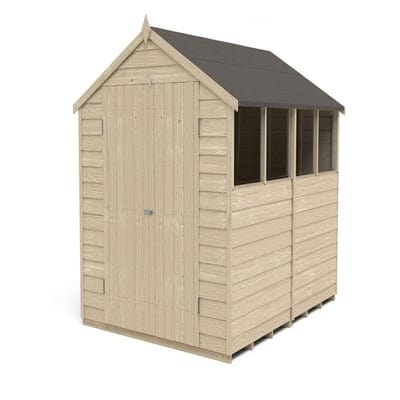 4LIFE Overlap Pressure Treated 8ft x 6ft Apex Shed - Double Door, 4 Windows - Hot Tub Shop