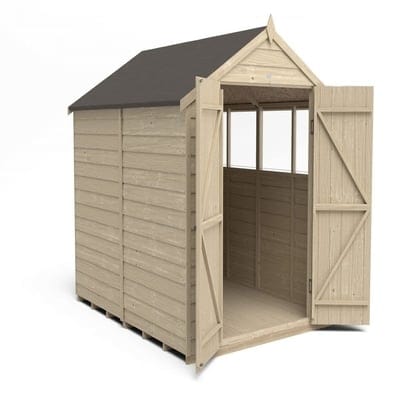 4LIFE Overlap Pressure Treated 8ft x 6ft Apex Shed - Double Door, 4 Windows - Hot Tub Shop