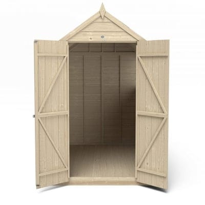 4LIFE Overlap Pressure Treated 8ft x 6ft Apex Shed - Double Door, 4 Windows - Hot Tub Shop