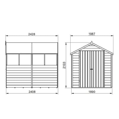 4LIFE Overlap Pressure Treated 8ft x 6ft Apex Shed - Double Door, 4 Windows - Hot Tub Shop