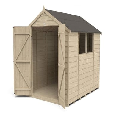4LIFE Overlap Pressure Treated 8ft x 6ft Apex Shed - Double Door - Hot Tub Shop