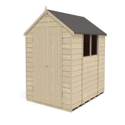 4LIFE Overlap Pressure Treated 8ft x 6ft Apex Shed - Double Door - Hot Tub Shop