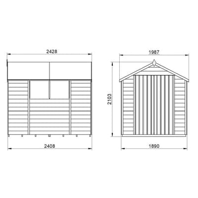 4LIFE Overlap Pressure Treated 8ft x 6ft Apex Shed - Double Door - Hot Tub Shop