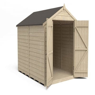 4LIFE Overlap Pressure Treated 8ft x 6ft Apex Shed - Double Door, No Windows - Hot Tub Shop