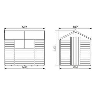 4LIFE Overlap Pressure Treated 8ft x 6ft Apex Shed - Hot Tub Shop