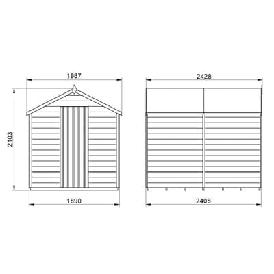 4LIFE Overlap Pressure Treated 8ft x 6ft Apex Shed - No Window - Hot Tub Shop