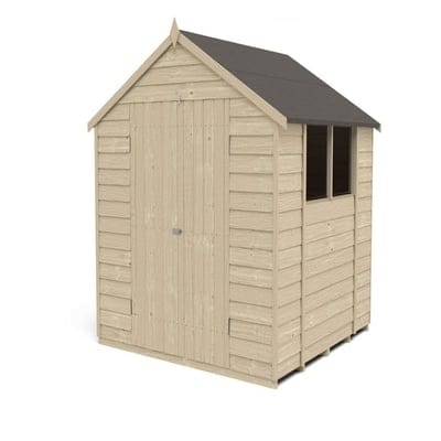 4LIFE Overlap Pressure Treated Apex Shed Double Door - All Sizes - Hot Tub Shop