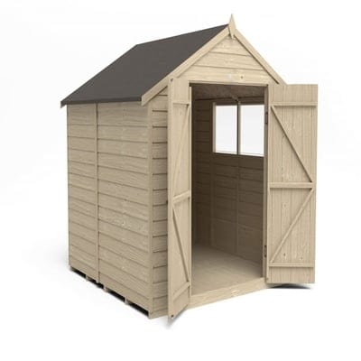 4LIFE Overlap Pressure Treated Apex Shed Double Door - All Sizes - Hot Tub Shop