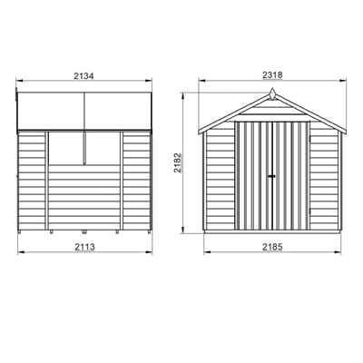 4LIFE Overlap Pressure Treated Apex Shed Double Door - All Sizes - Hot Tub Shop