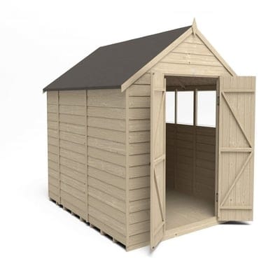 4LIFE Overlap Pressure Treated Apex Shed Double Door - All Sizes - Hot Tub Shop
