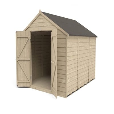 4LIFE Overlap Pressure Treated 10ft x 8ft Apex Shed - Double Door, No Windows - Hot Tub Shop