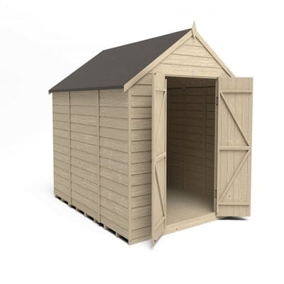 4LIFE Overlap Pressure Treated 10ft x 8ft Apex Shed - Double Door, No Windows - Hot Tub Shop