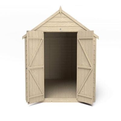 4LIFE Overlap Pressure Treated 10ft x 8ft Apex Shed - Double Door, No Windows - Hot Tub Shop