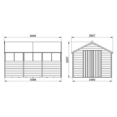 4LIFE Overlap Pressure Treated Apex Shed Double Door - All Sizes - Hot Tub Shop
