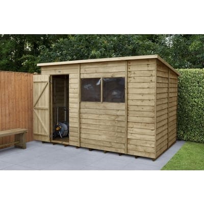 4LIFE Overlap Pressure Treated Pent Shed - All Sizes - Hot Tub Shop