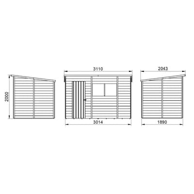 4LIFE Overlap Pressure Treated Pent Shed - All Sizes - Hot Tub Shop
