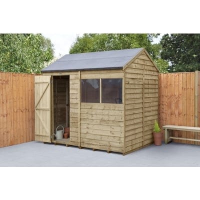 4LIFE Overlap Pressure Treated Reverse Apex Shed - All Sizes - Hot Tub Shop