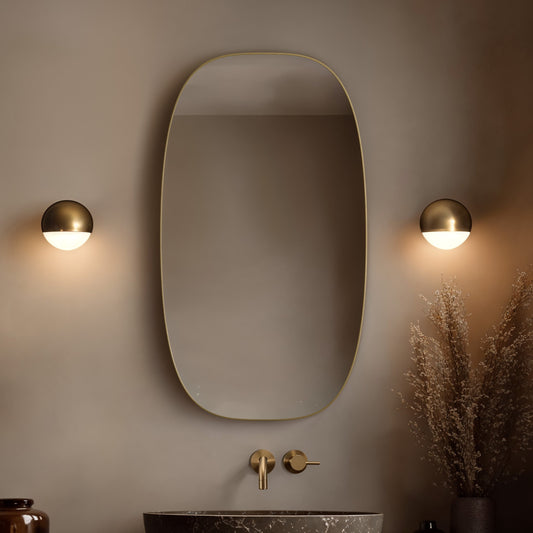 Origins Living Oslo Barrel Mirror 45 X 80cm Brushed Brass - Hot Tub Shop