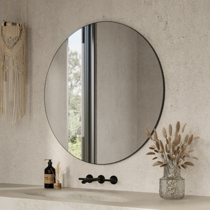 Origins Living Oslo Round Mirror 100cm Matt Black - Hot Tub Shop