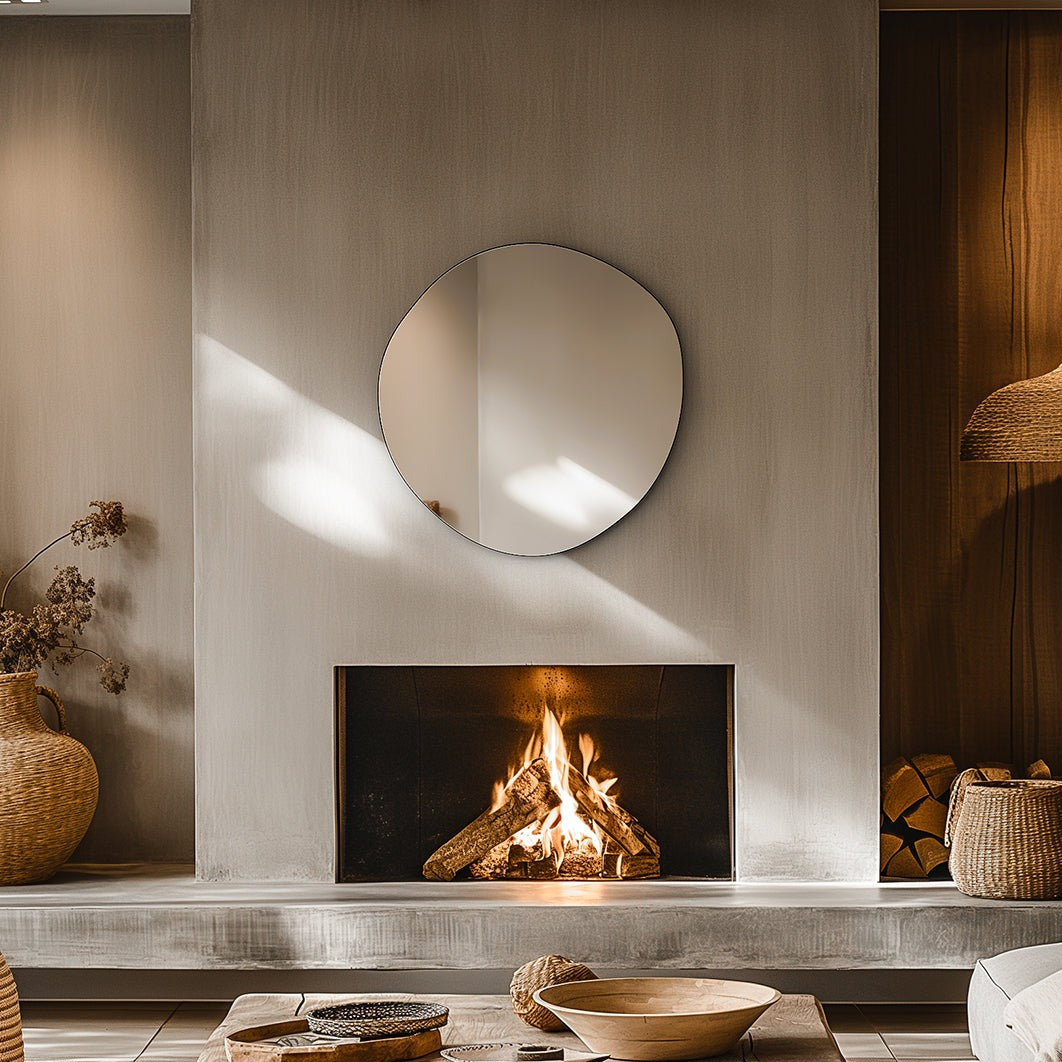 Origins Living Oslo Organic Mirror 80 80x77cm Matt Black - Hot Tub Shop