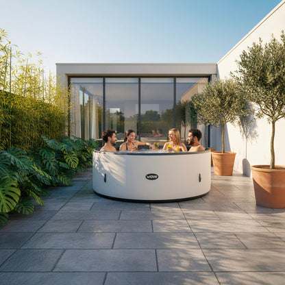 Ontario | 4/6 Person Round Drop Stitch Hot Tub | Herringbone | UKCA
