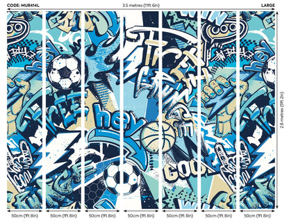 Origin Murals Sports Graffiti Blue Mix 350cm X 280cm