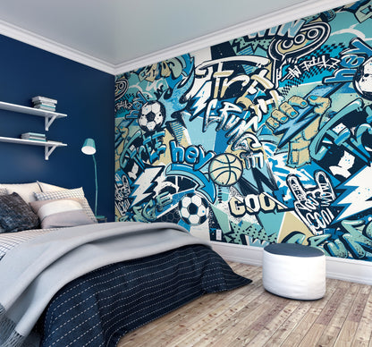 Origin Murals Sports Graffiti Blue Mix 300cm X 240cm