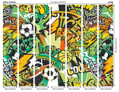 Origin Murals Sports Graffiti Emerald Orange 350cm X 280cm