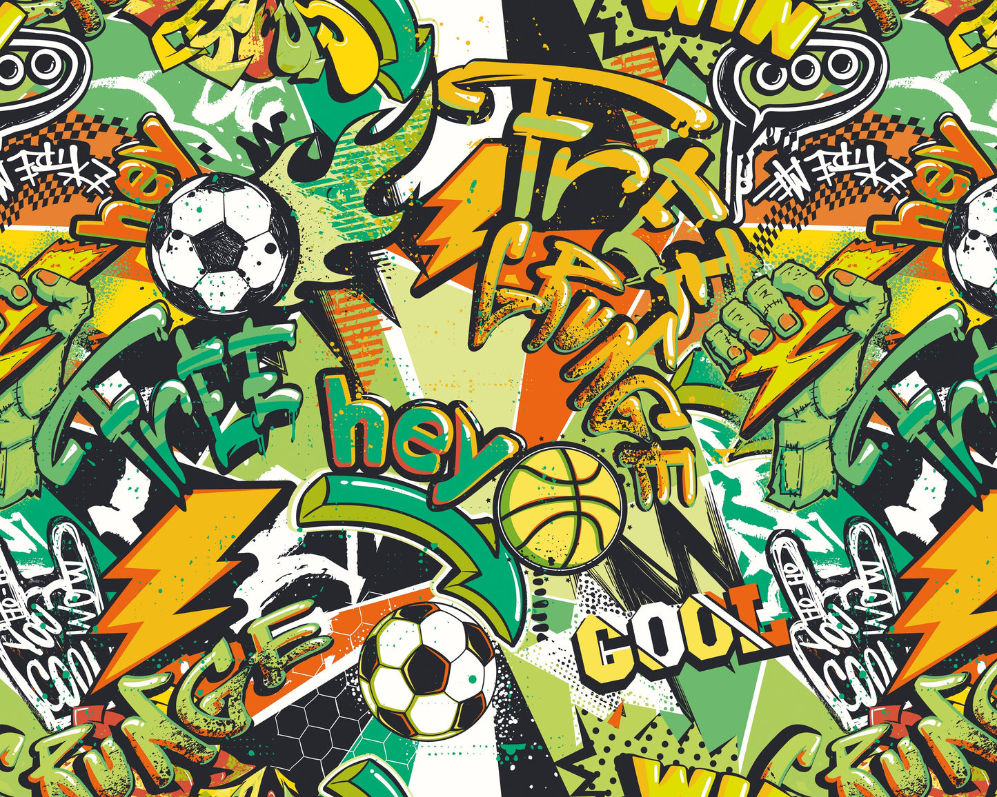 Origin Murals Sports Graffiti Emerald Orange 350cm X 280cm