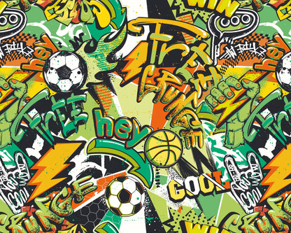 Origin Murals Sports Graffiti Emerald Orange 350cm X 280cm