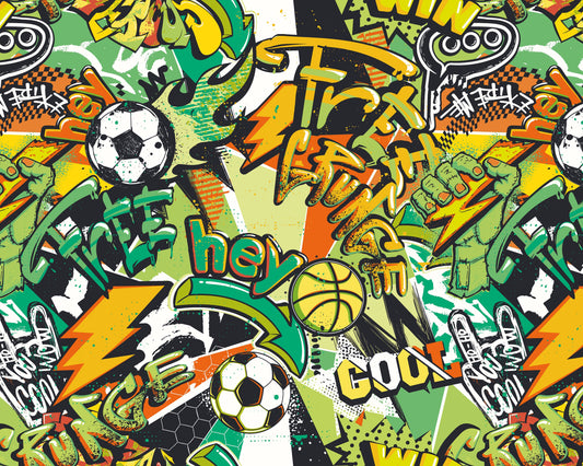 Origin Murals Sports Graffiti Emerald Orange 350cm X 280cm