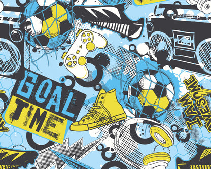 Origin Murals Games Splash Blue Lime 350cm X 280cm