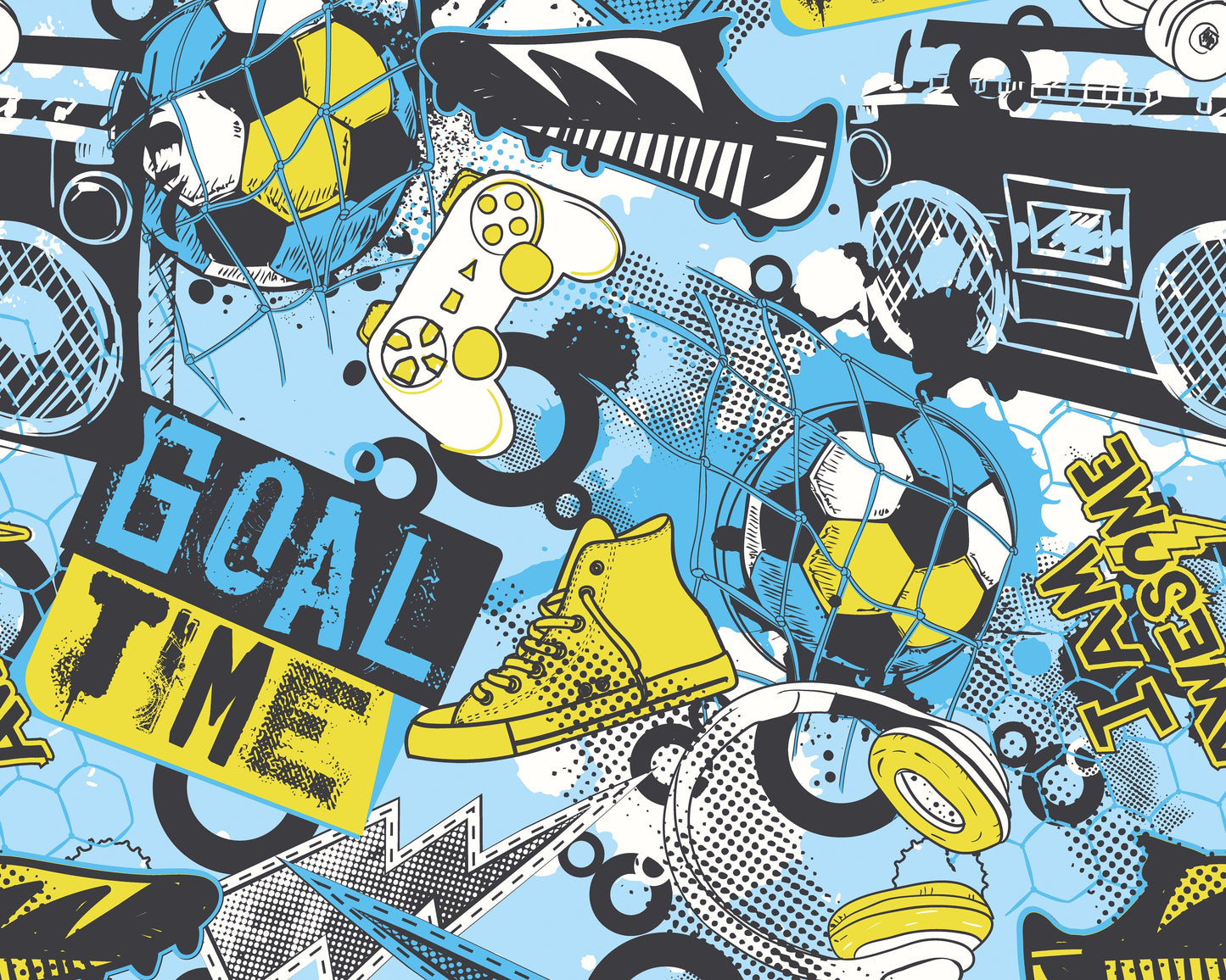 Origin Murals Games Splash Blue Lime 300cm X 240cm