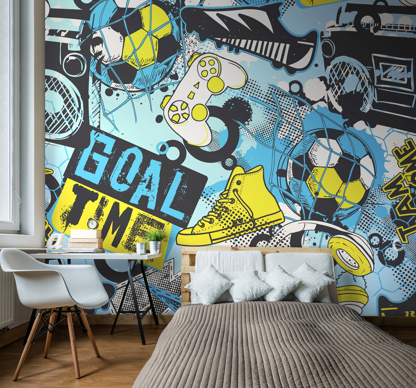 Origin Murals Games Splash Blue Lime 300cm X 240cm
