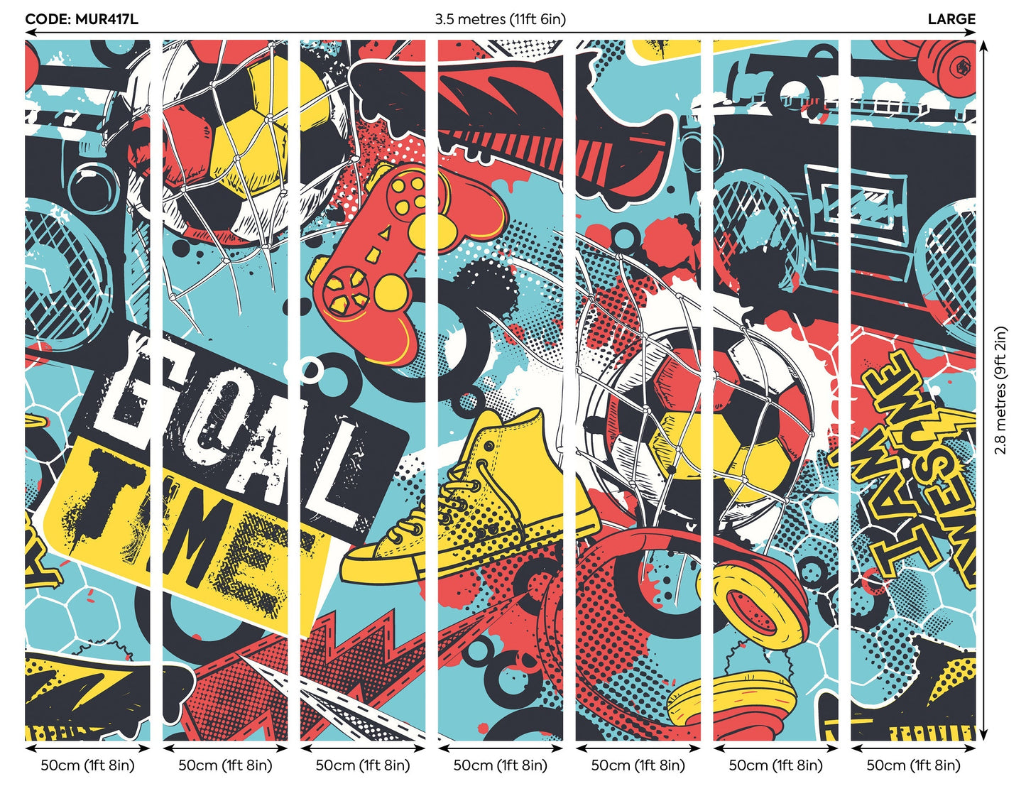 Origin Murals Games Splash Red Petrol 350cm X 280cm
