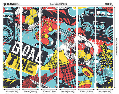 Origin Murals Games Splash Red Petrol 300cm X 240cm