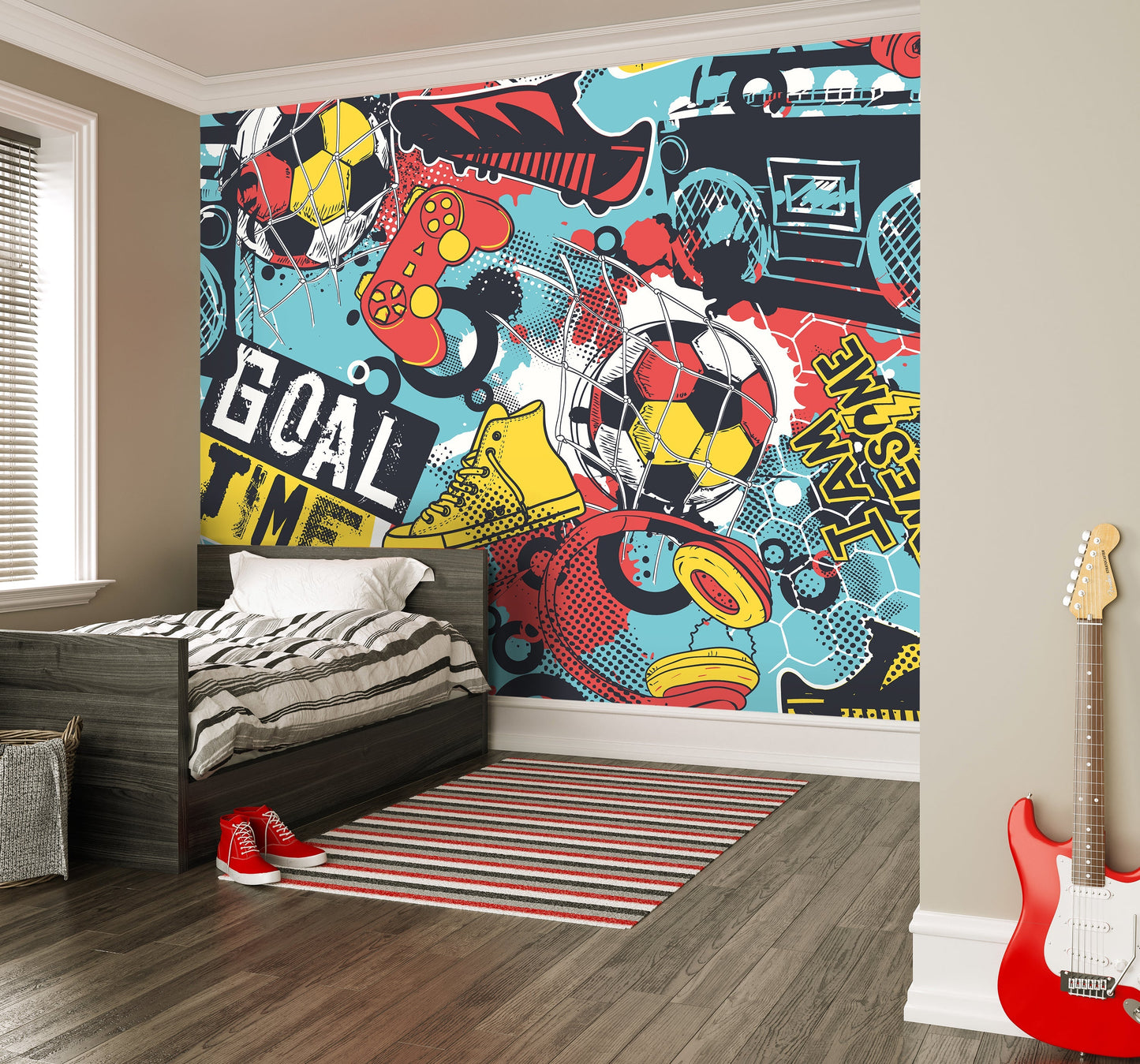 Origin Murals Games Splash Red Petrol 300cm X 240cm
