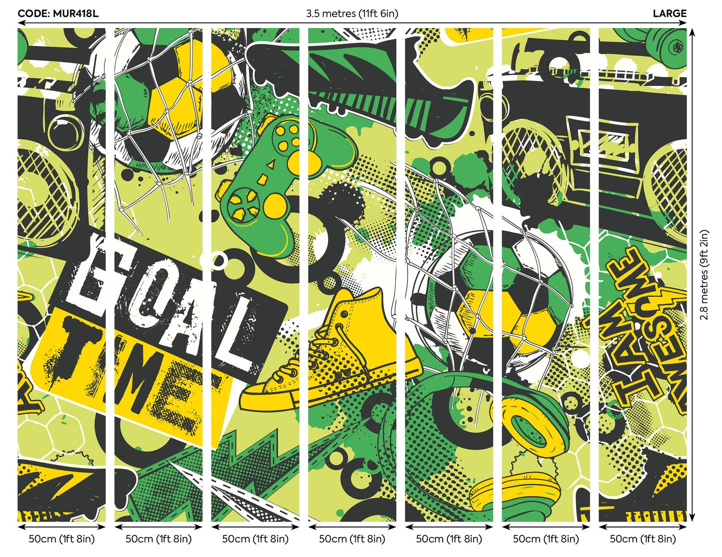 Origin Murals Games Splash Green Mix 350cm X 280cm