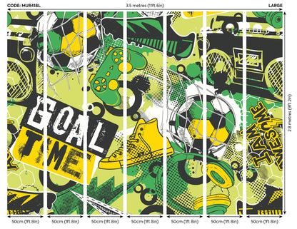 Origin Murals Games Splash Green Mix 350cm X 280cm