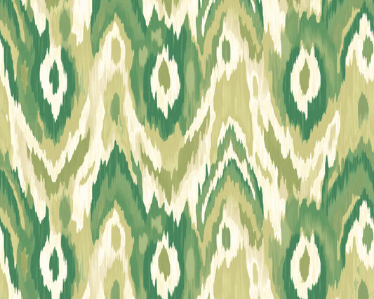 Origin Murals Watercolour Ikat Forest Green 300cm X 240cm
