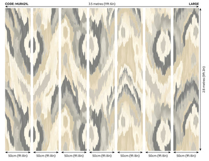 Origin Murals Watercolour Ikat Stone Linen 350cm X 280cm