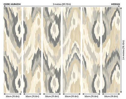 Origin Murals Watercolour Ikat Stone Linen 300cm X 240cm
