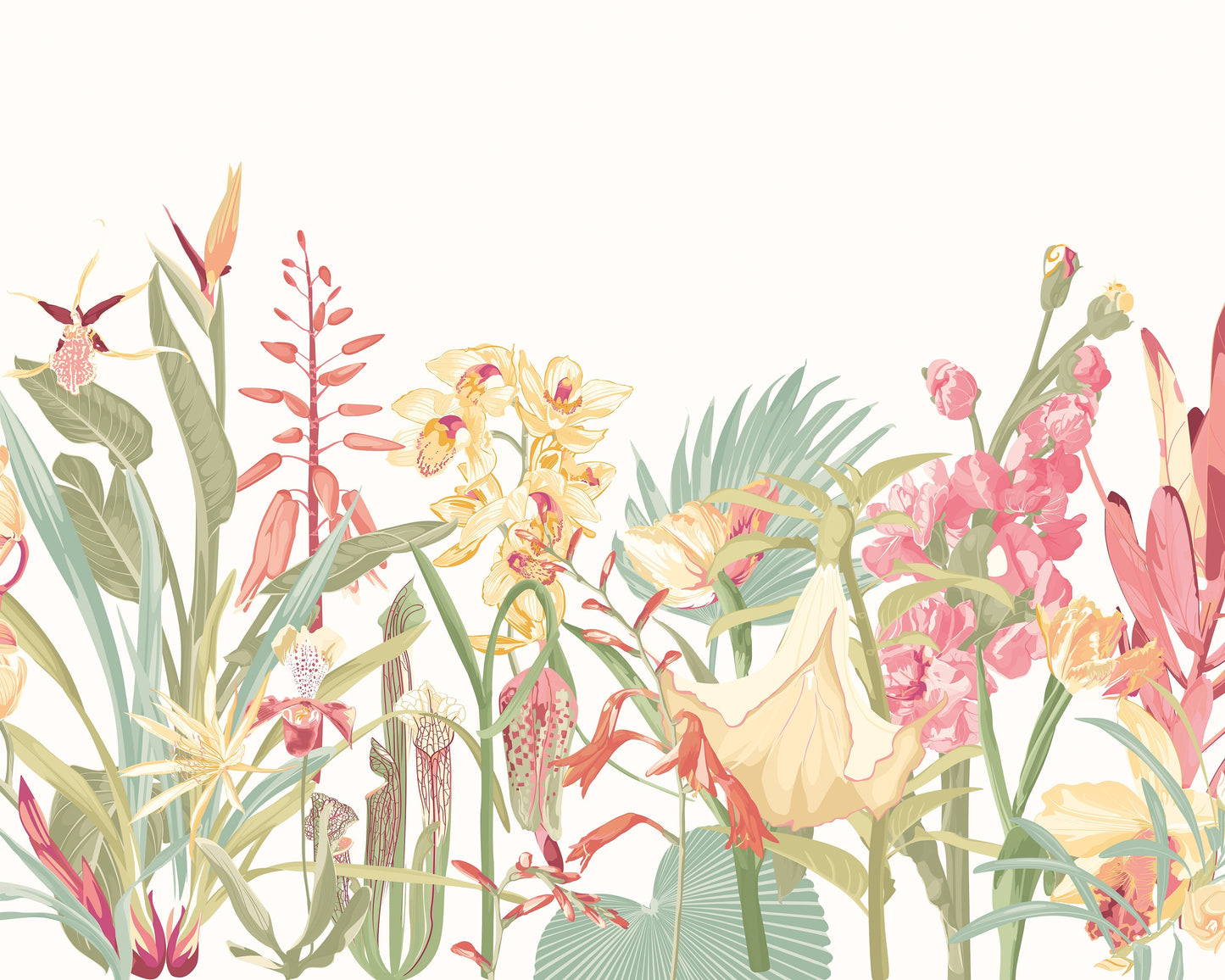 Origin Murals Tropical Foliage Dusky Coral 350cm X 280cm