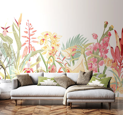 Origin Murals Tropical Foliage Dusky Coral 300cm X 240cm