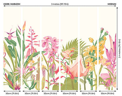 Origin Murals Tropical Foliage Rose Pink 300cm X 240cm - Hot Tub Shop